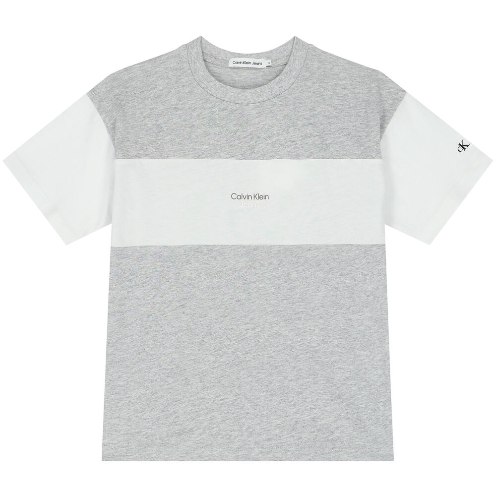Calvin Klein Boys T-Shirt Junior Logo Couture Grey 