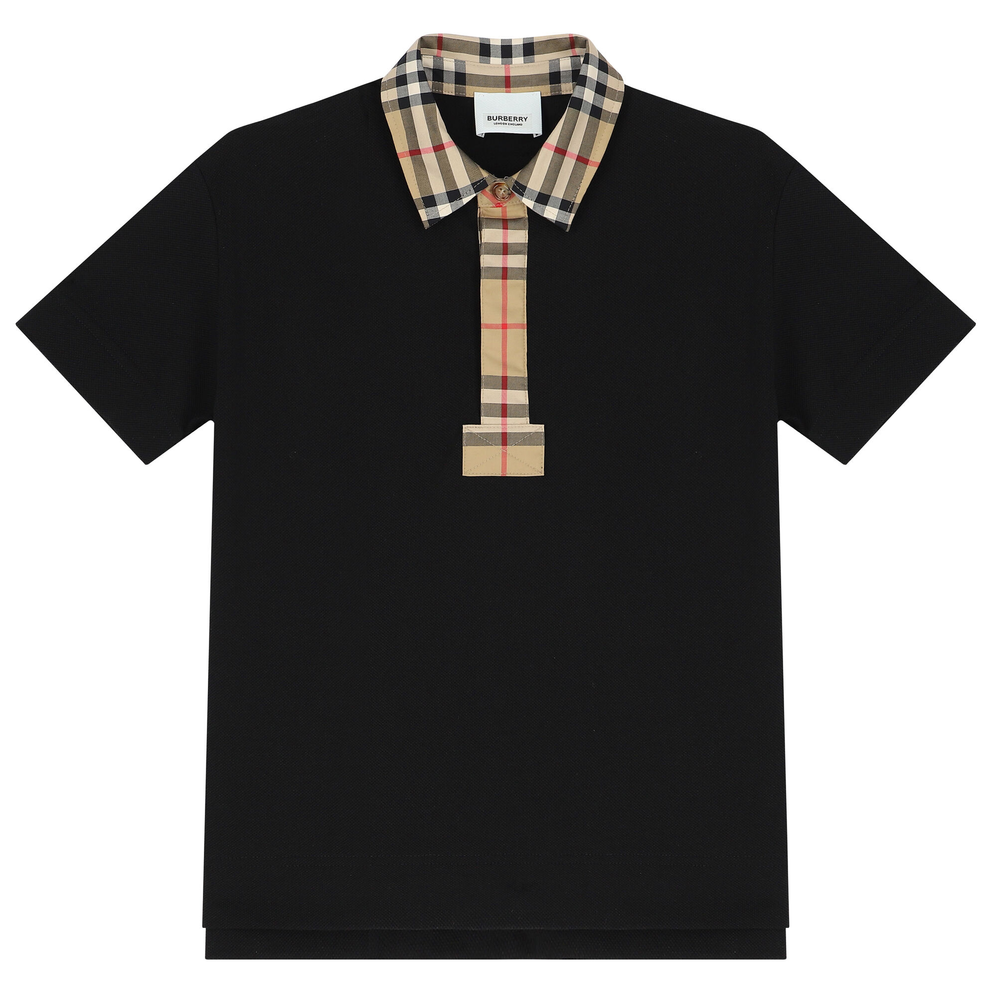 Burberry Boys Black Checkered Polo Shirt | Junior Couture USA