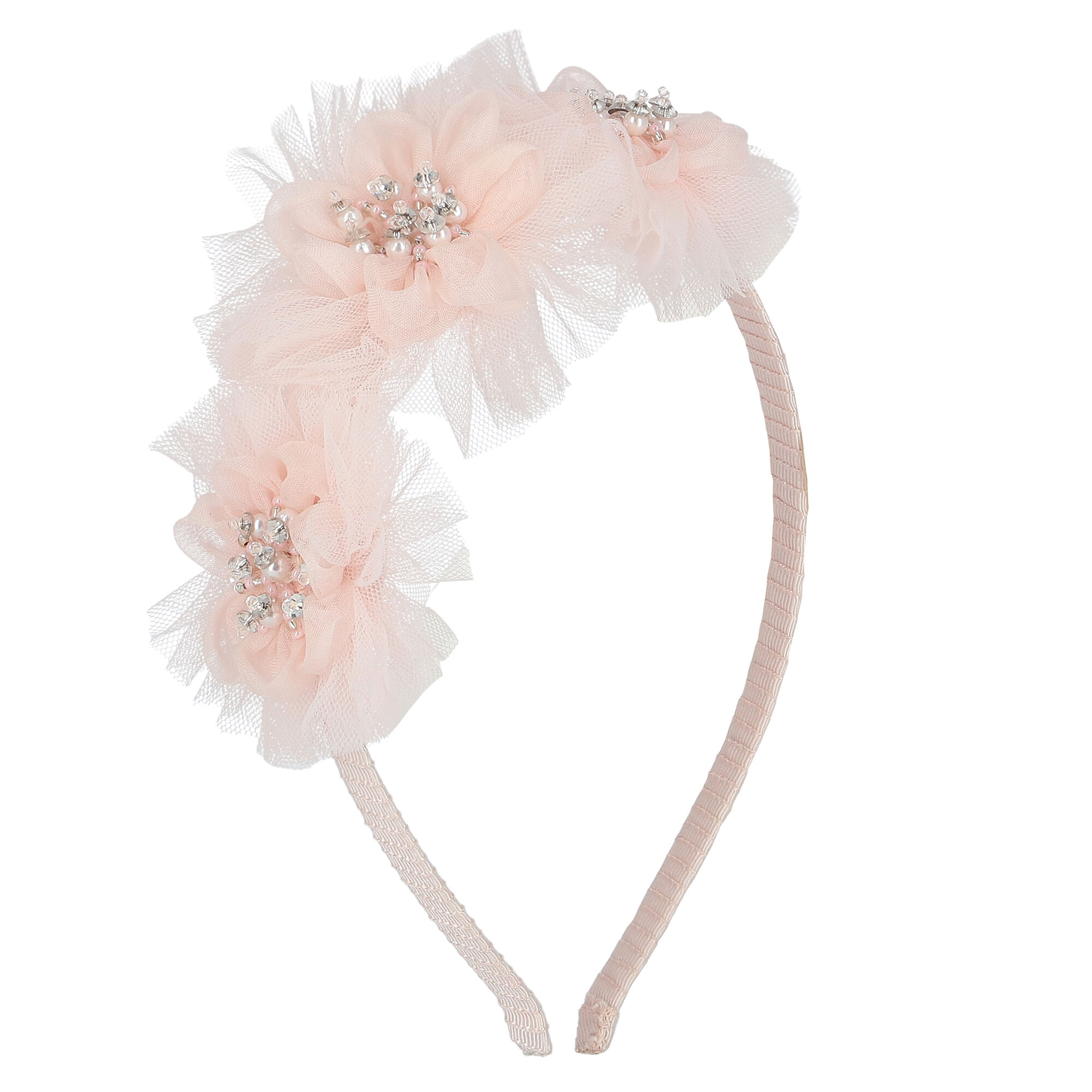 Monnalisa floral-appliqué beaded head band - White