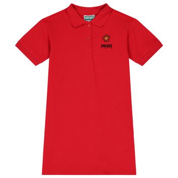 Girls Red Logo Polo Dress