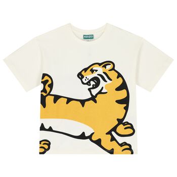 Boys Ivory Tiger Logo T-Shirt