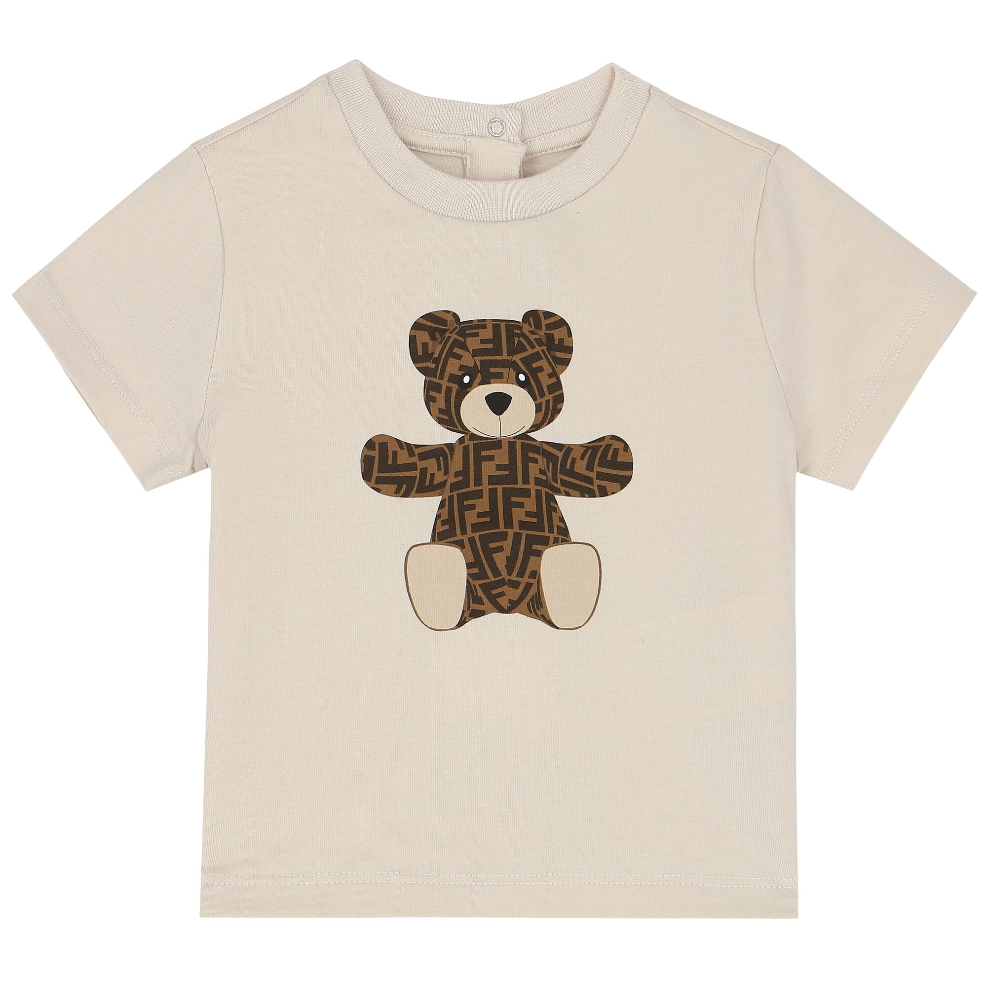 Fendi Beige Teddy Logo T-Shirt | Junior Couture USA