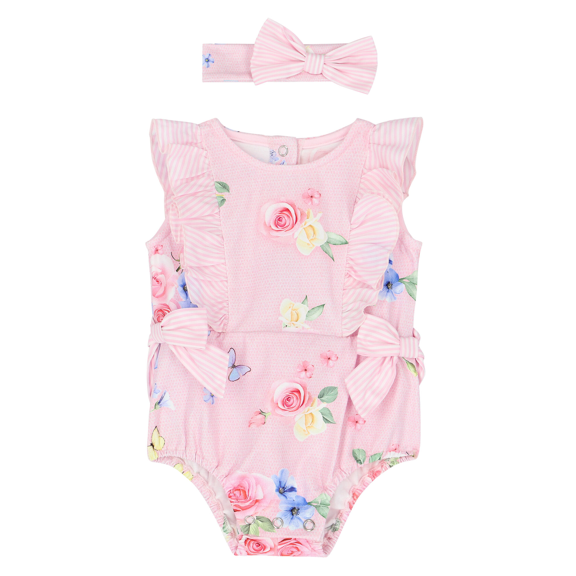 Lapin House short-sleeved floral bodysuit - Pink