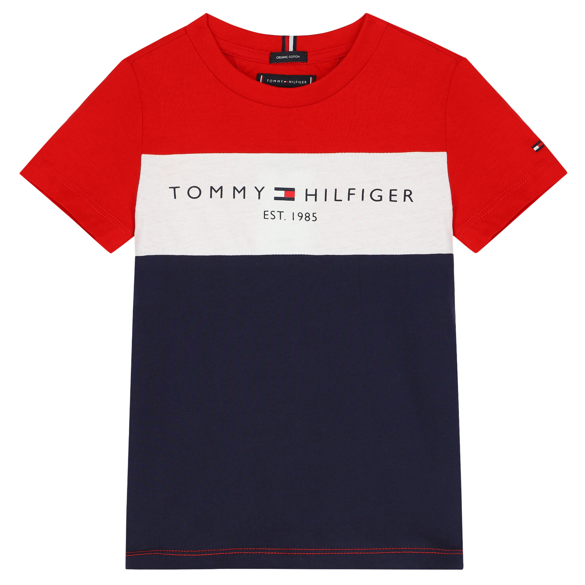 tommy red and white shirt