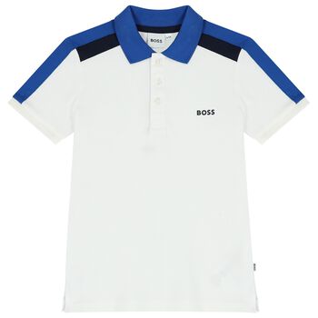 Boys White Logo Polo Shirt