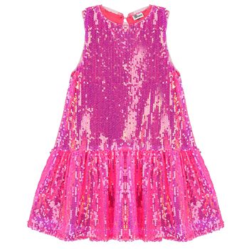 Girls Pink Embellished Sequined Dress