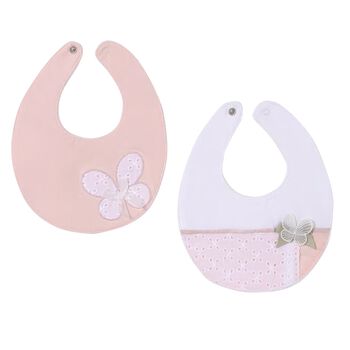 Baby Girls White & Pink Bibs ( 2-Pack )