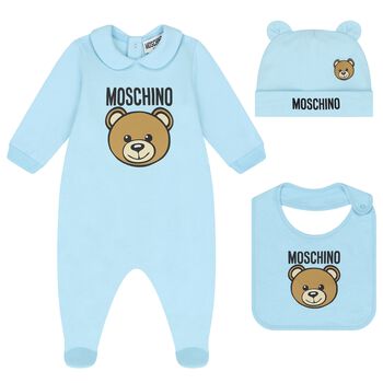 Blue Teddy Bear Logo Babygrow Gift Set