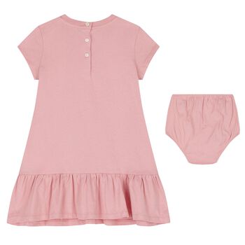 Baby Girls Pink Polo Bear Dress Set