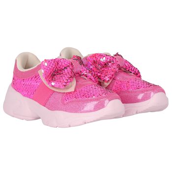 Girls Pink Sequins Trainers