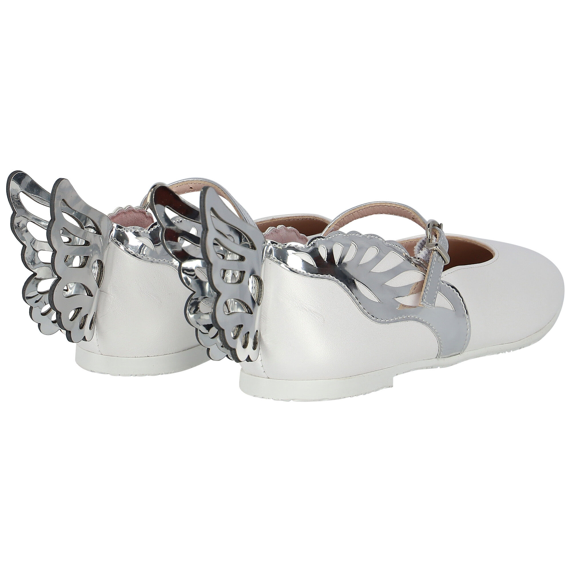 Sophia Webster Mini Butterfly pre-walker leather shoes - Silver