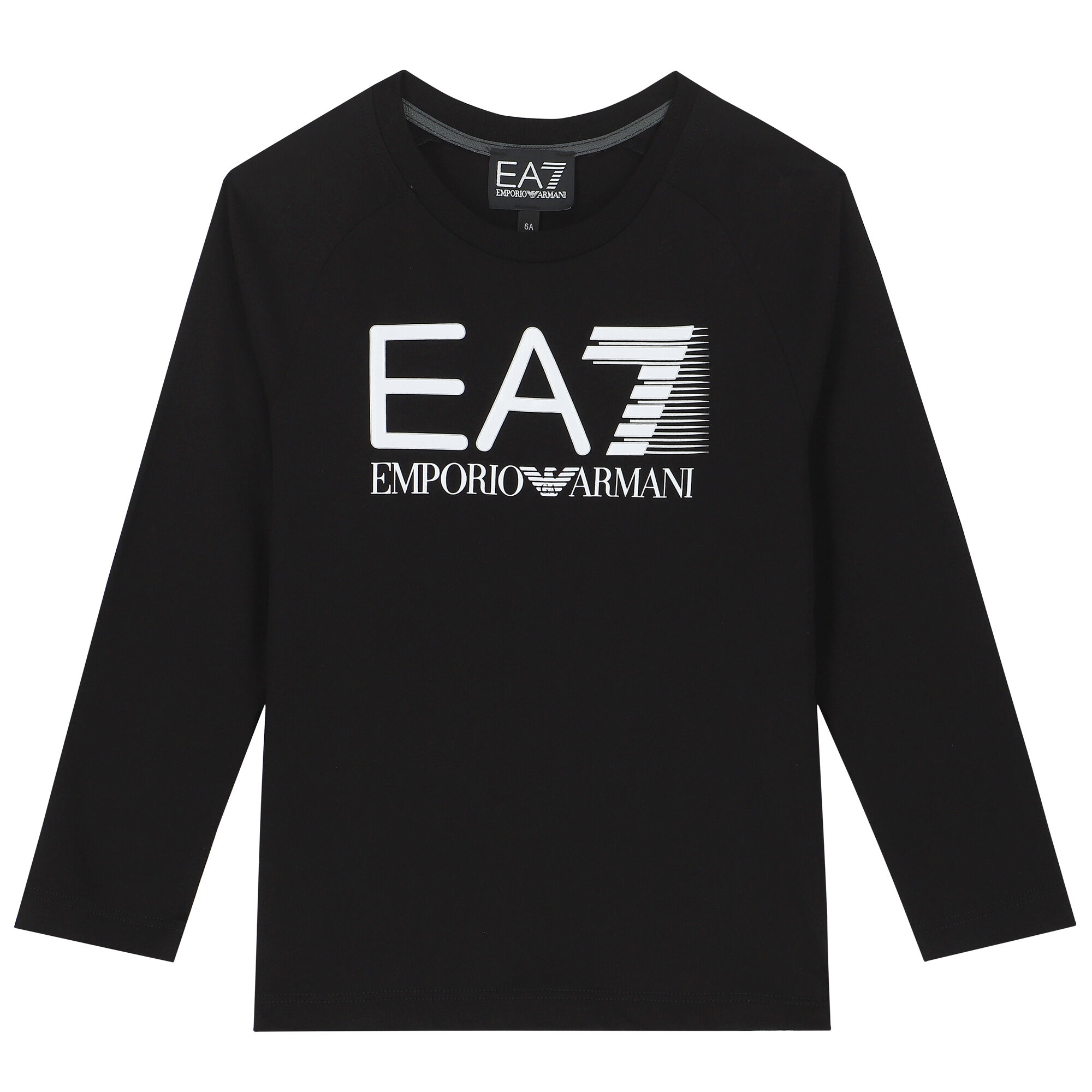 EA7 Emporio Armani Boys Black Logo Long Sleeve Top | Junior