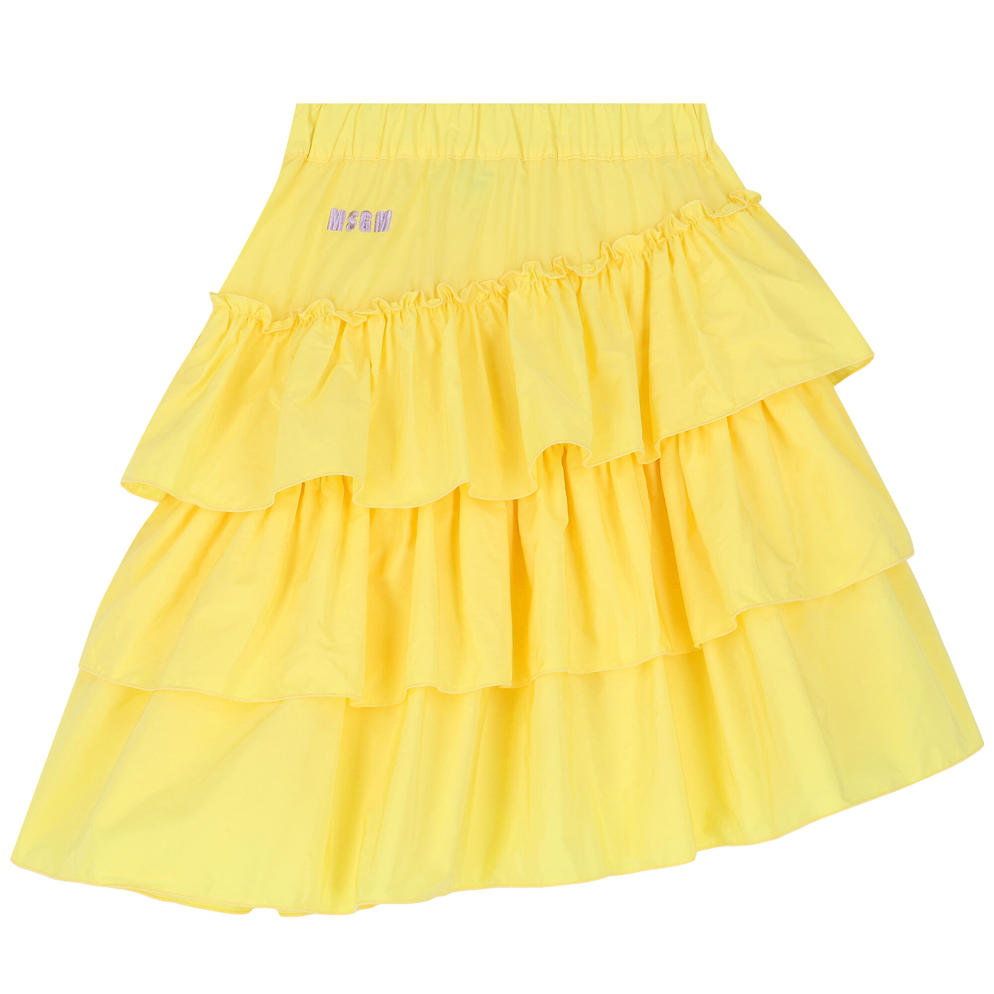 MSGM Girls Yellow Ruffled Logo Skirt | Junior Couture USA