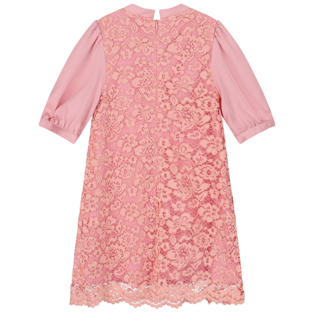 Girls Pink Lace Dress 