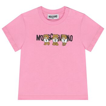 Younger Girls Pink Teddy Bear Logo T-Shirt