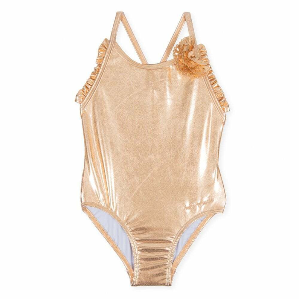 Tutto Piccolo Girls Metallic Gold Swimsuit | Junior Couture