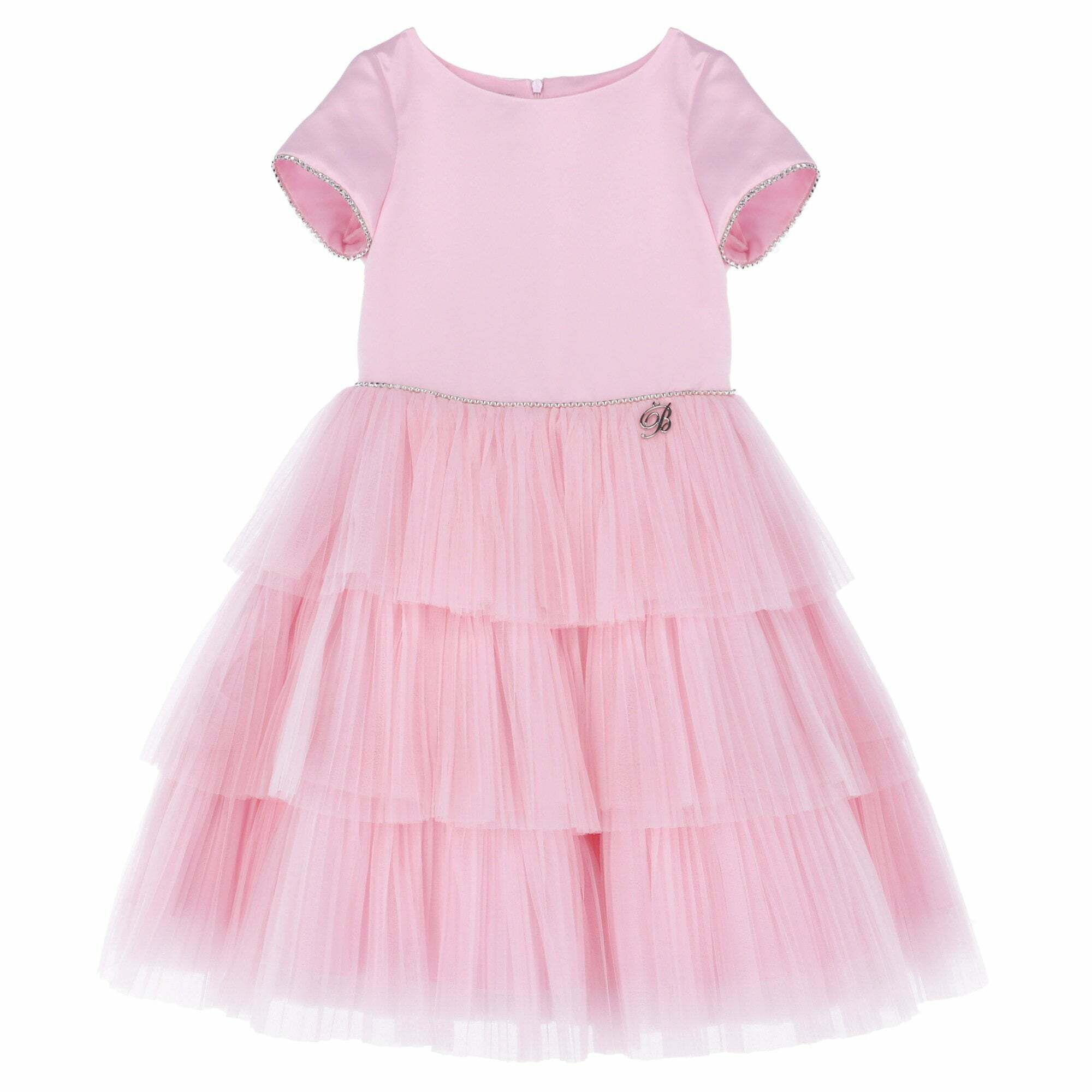 Miss Blumarine Girls Pink Satin & Tulle Dress | Junior Couture USA