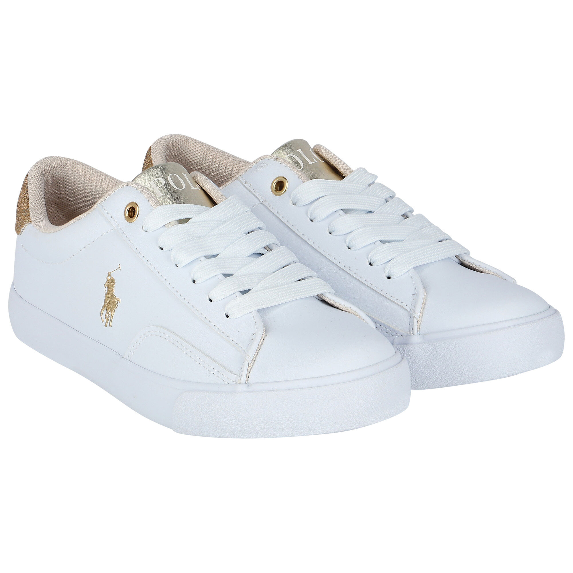 Ladies white sale and gold trainers