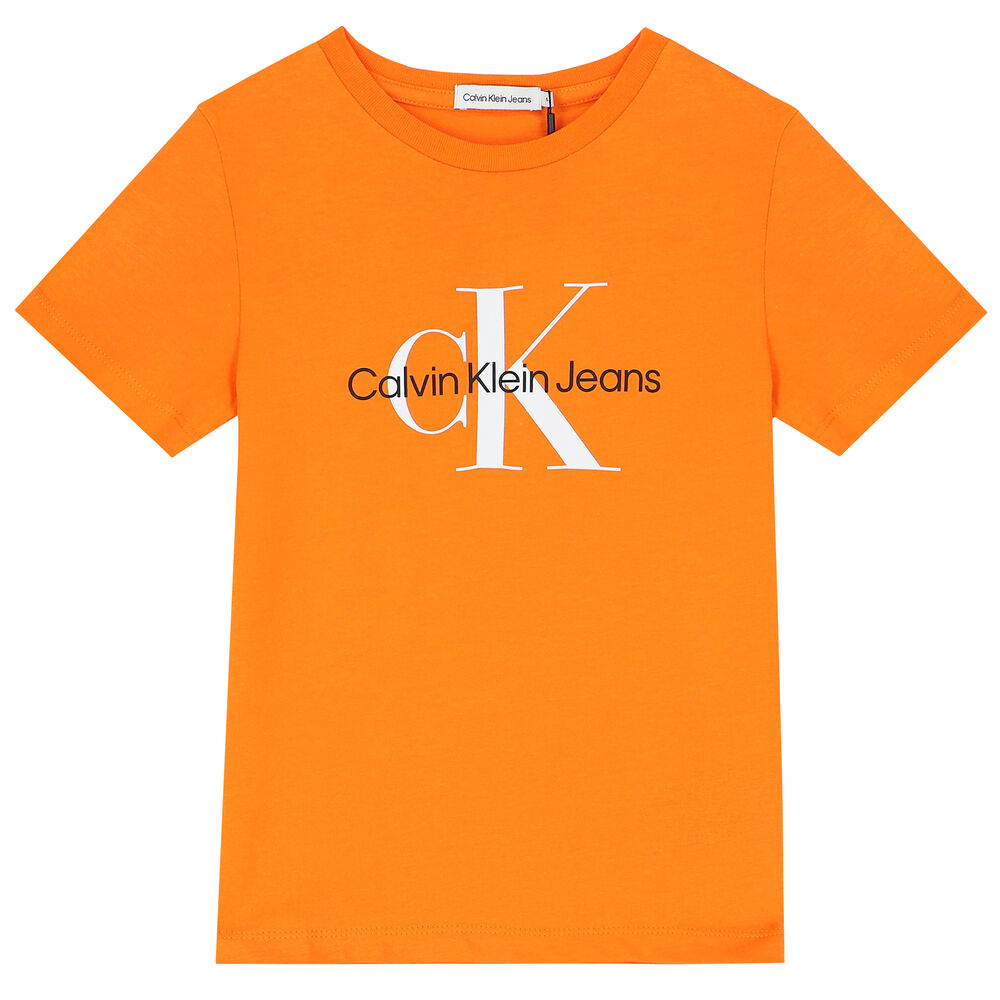 Logo Orange Klein Couture Boys Junior T-Shirt Calvin |