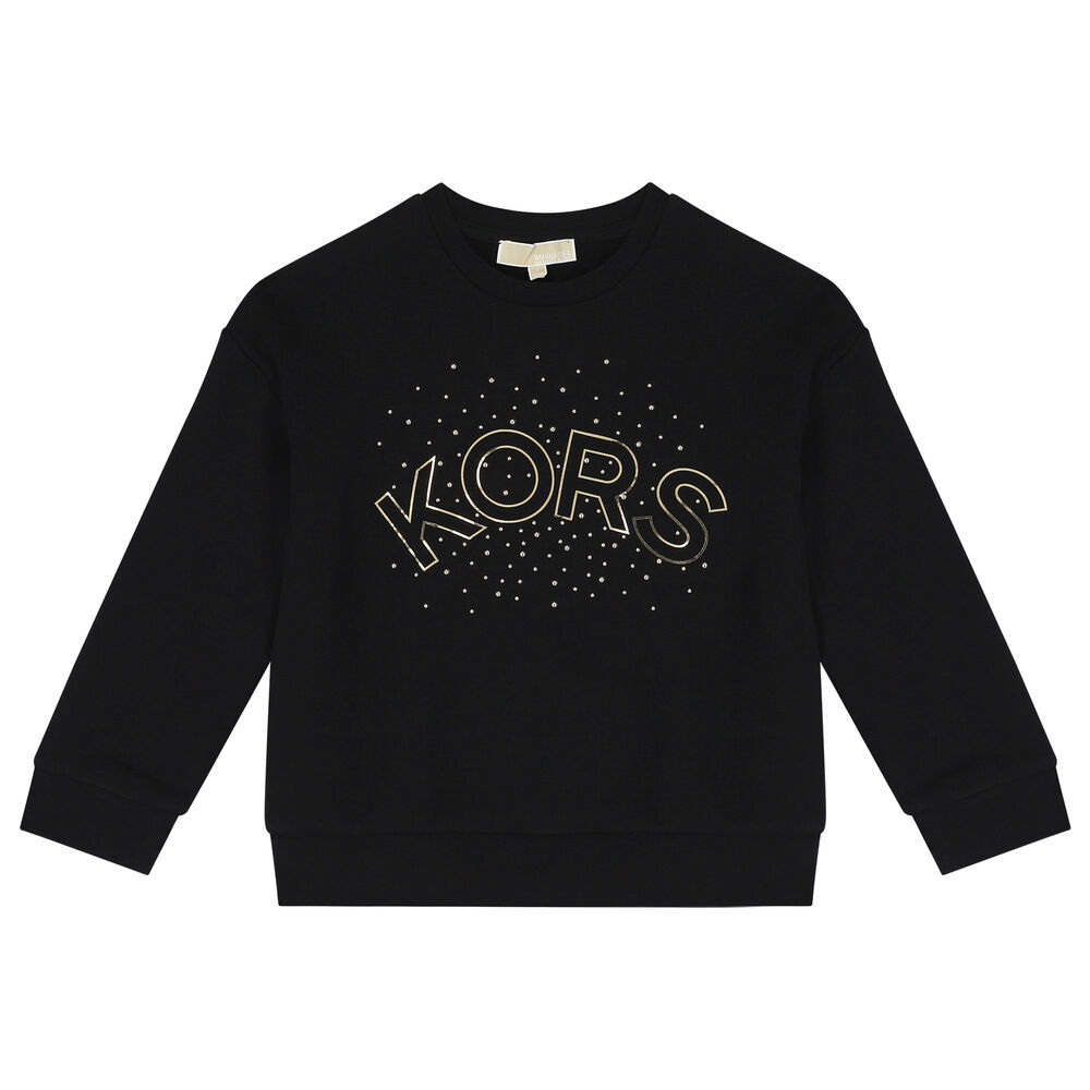 MICHAEL KORS Girls Black Logo Sweatshirt | Junior Couture
