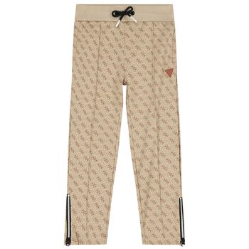 Boys Beige Logo Joggers