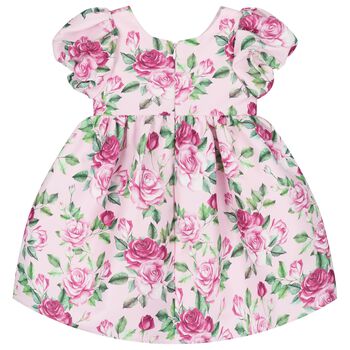 Baby Girls Pink Floral Satin Dress