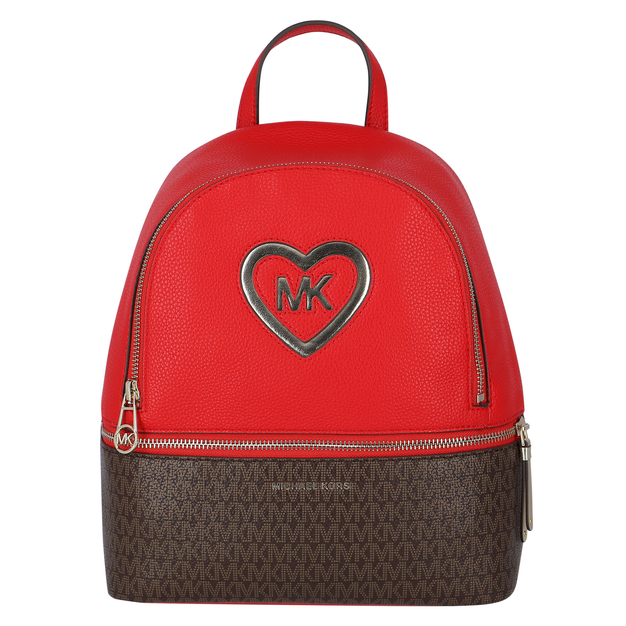 NWT Michael Kors Signature Rhea Zip Medium Backpack Bag Pleated Crimson Red  Gold  eBay