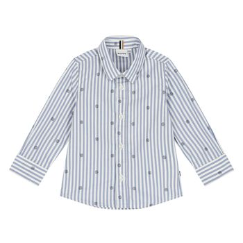 Younger Boys White & Blue Striped Shirt