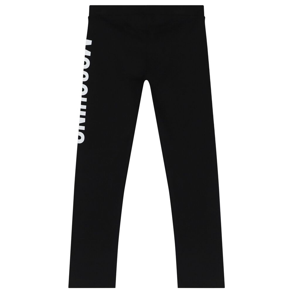 Moschino Girls Black Teddy Bear Logo Leggings | Junior Couture