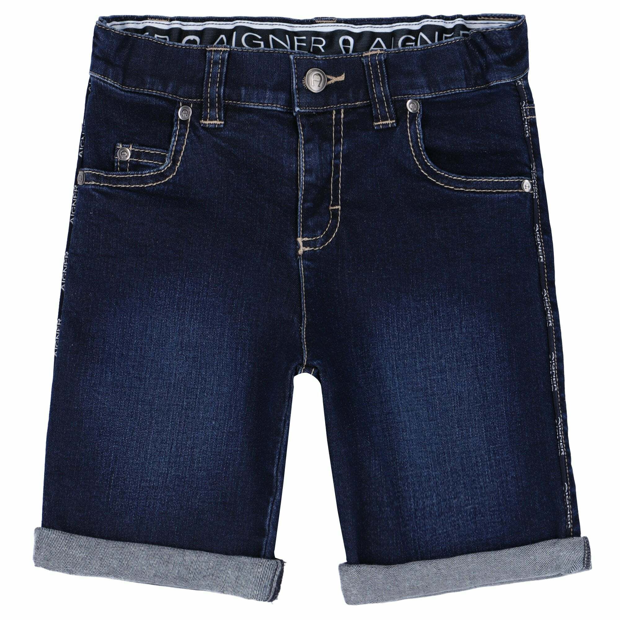 Aigner Kids logo-patch cotton shorts - Blue