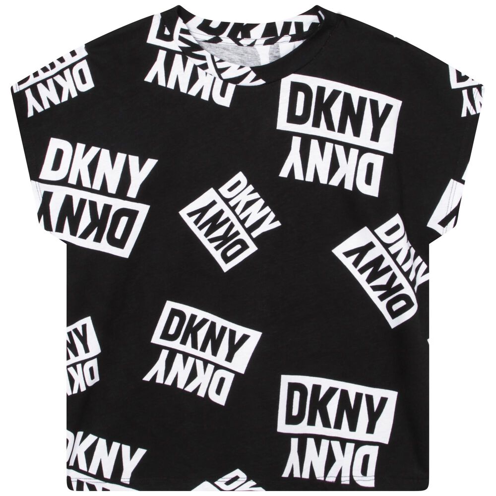 DKNY Girls Black Logo T-Shirt | Junior Couture USA
