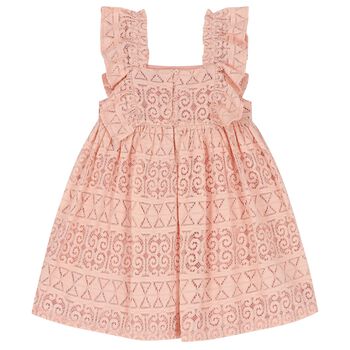 Girls Pink Crochet Lace Dress