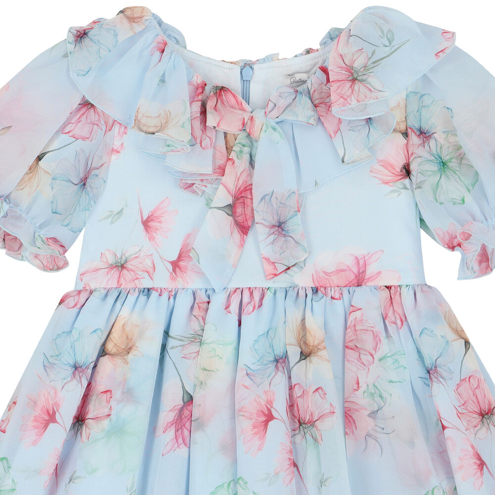 Patachou Girls Blue Botanical Flowers Printed Dress