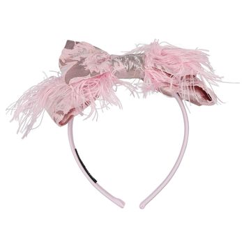 Girls Pink Jacquard Bow Headband
