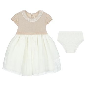 Baby Girls Beige & Ivory Dress Set