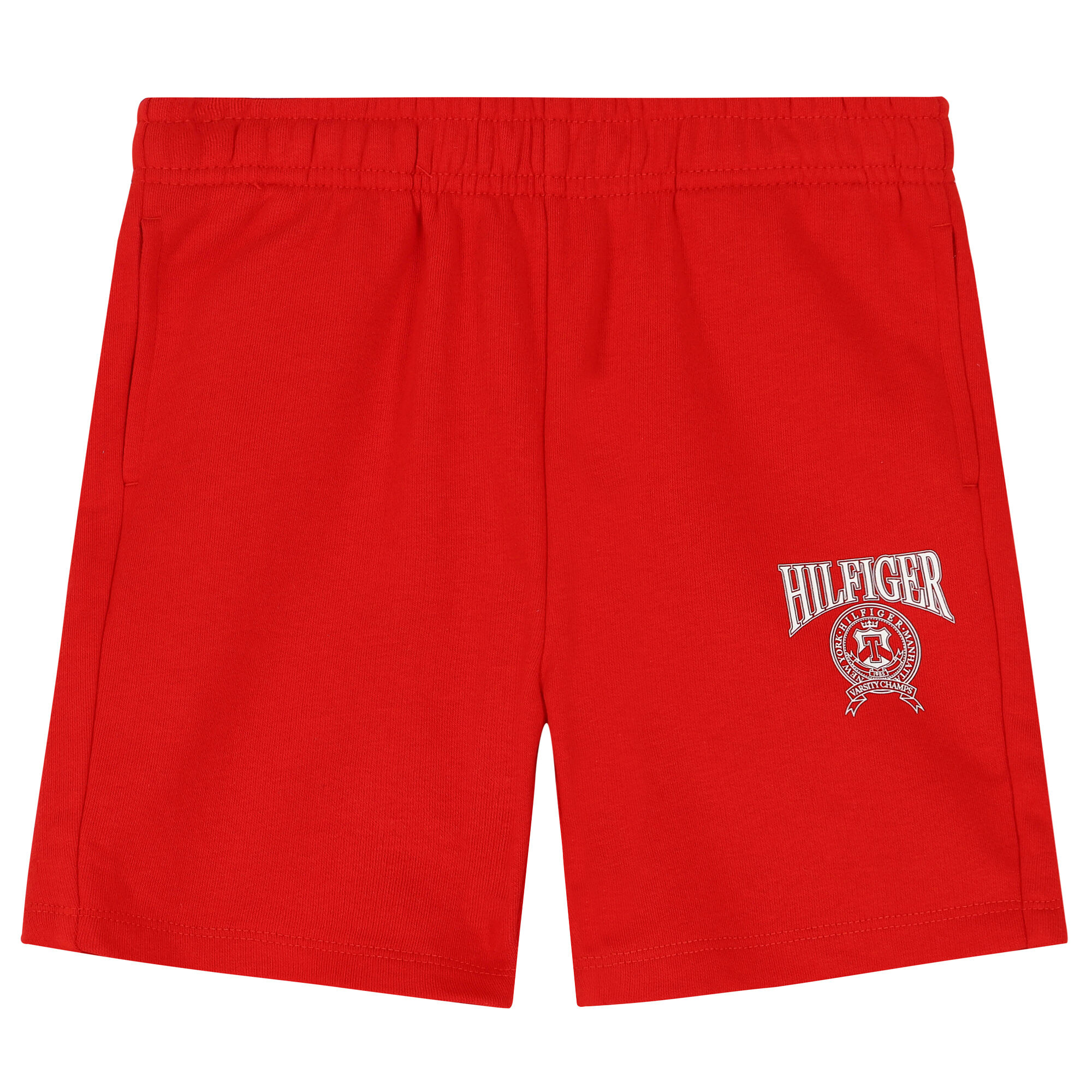 Tommy Hilfiger Boys Red Varsity Logo Shorts | Junior Couture