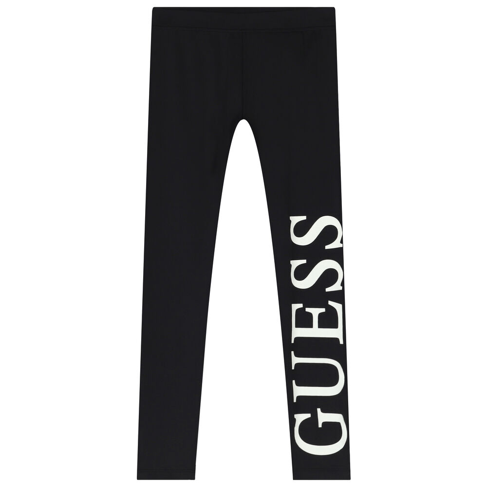 GUESS Girls' Logo Leggings, Jet Black A996, 8 