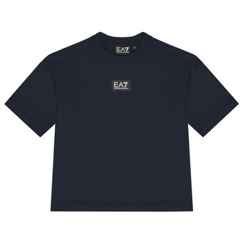 Boys Navy Blue Logo Oversized T-Shirt