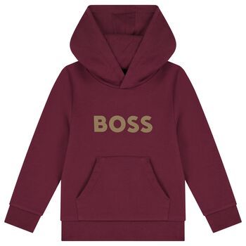 Boys Red Logo Hooded Top