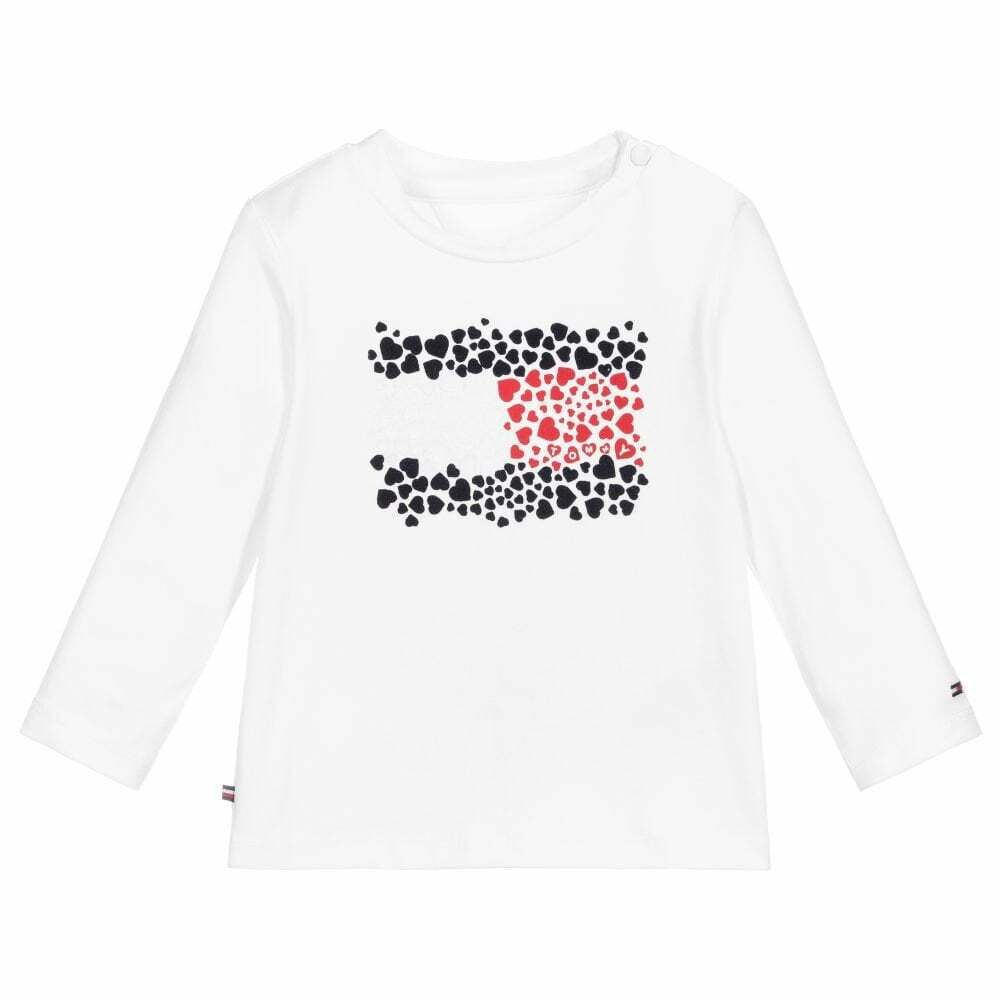 Tommy Hilfiger Baby Girls White Long Sleeve Logo Top