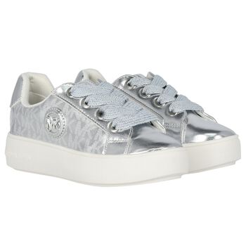 Girls Silver Logo Trainers