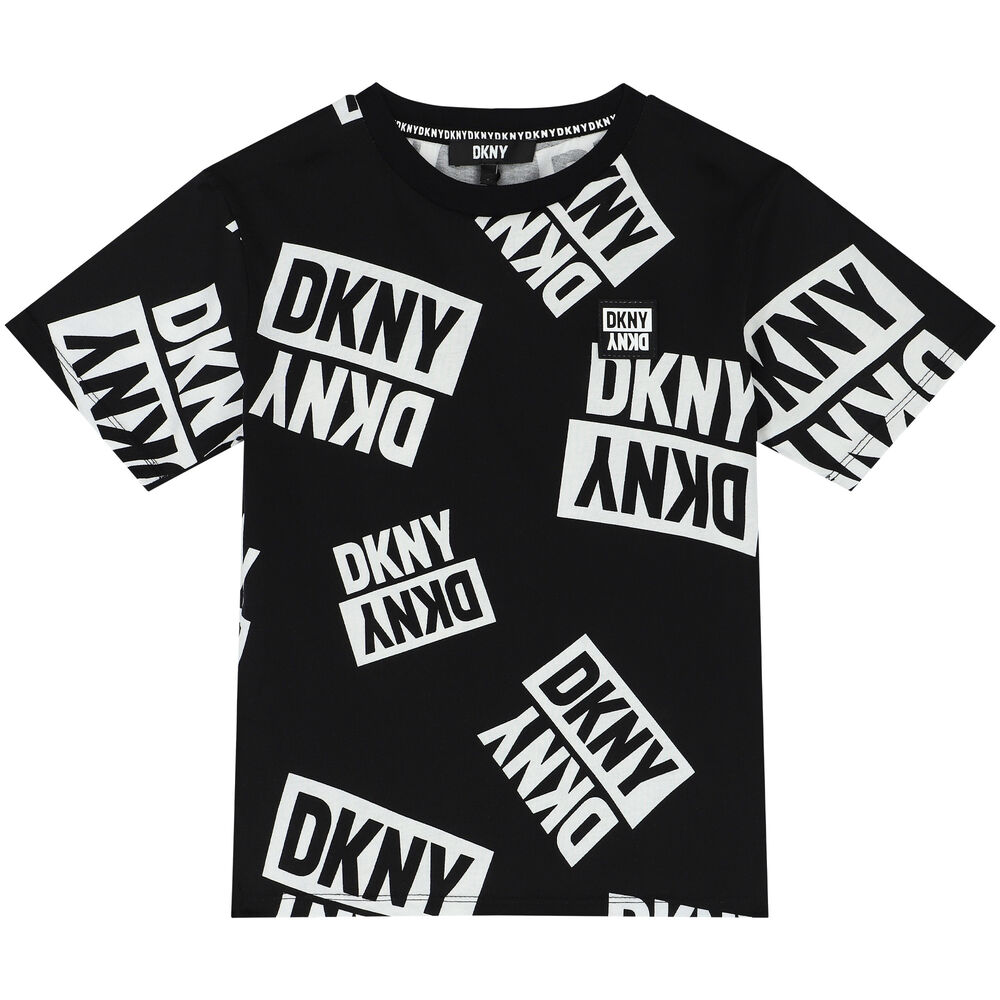 DKNY Logo & | Black White USA Couture T-Shirt Junior