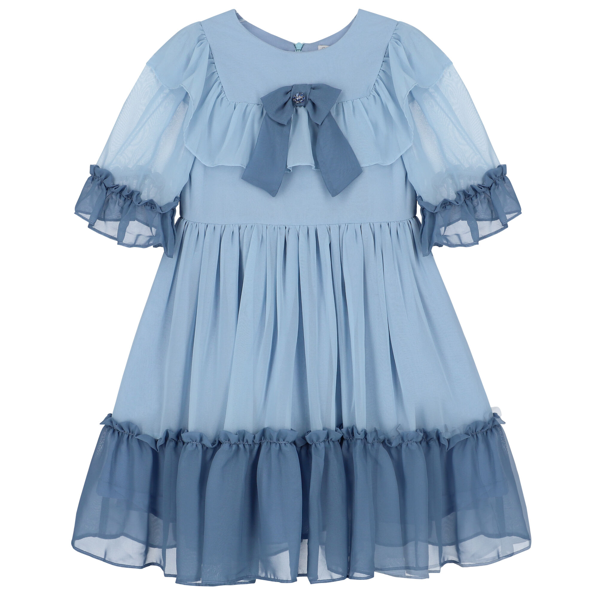 Patachou ruffled bow-detail dress - Blue