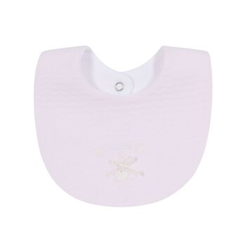 Baby Girls Pink Embroidered Bib