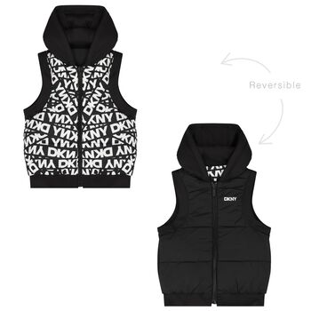 Black & White Logo Reversible Hooded Gilet