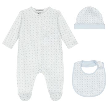 Baby Boys Blue Logo Babygrow Set