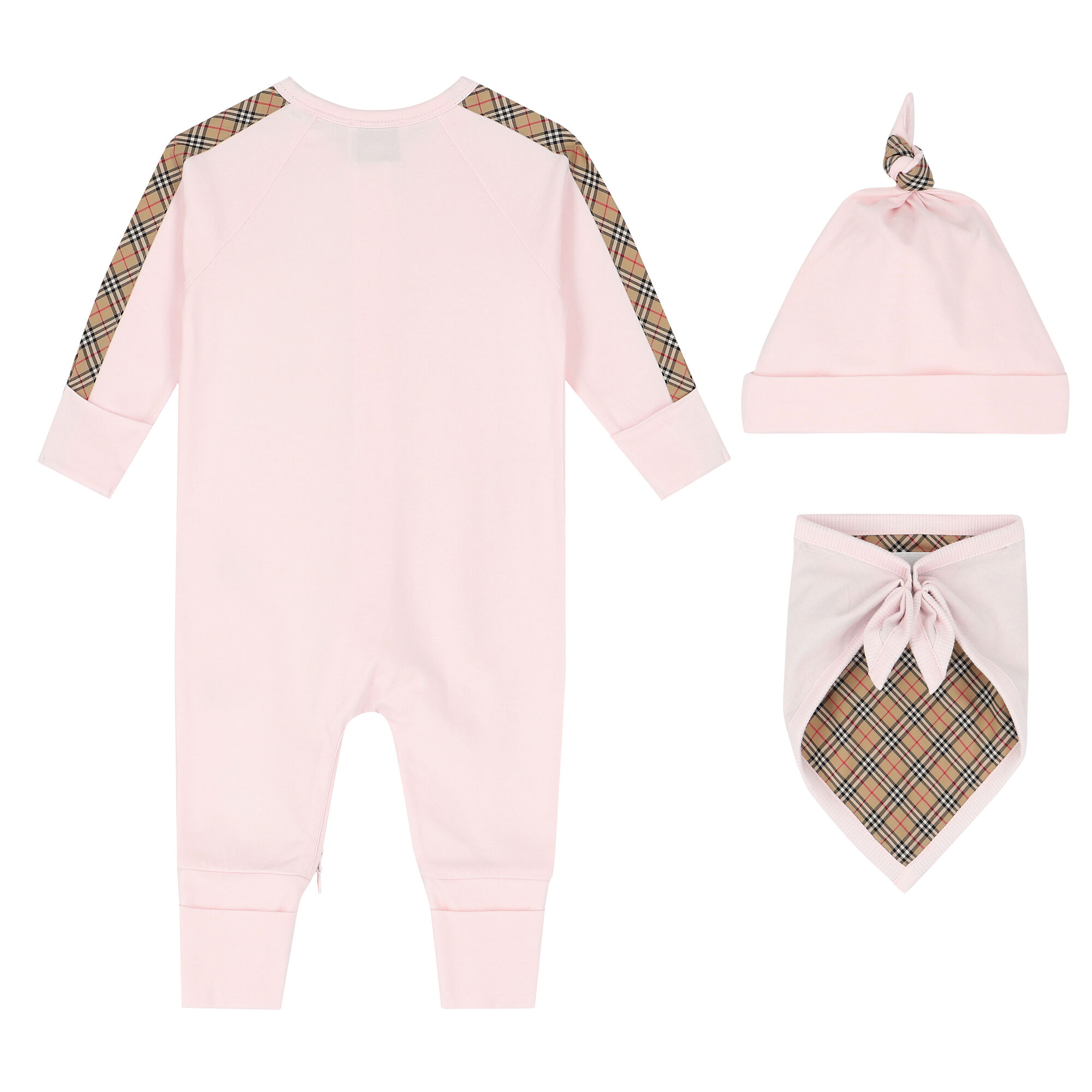 Burberry Baby Girls Pink & Beige Romper Gift Set | Junior Couture USA
