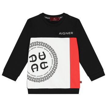 Younger Boys Black, Red & White Logo Sweatshirt