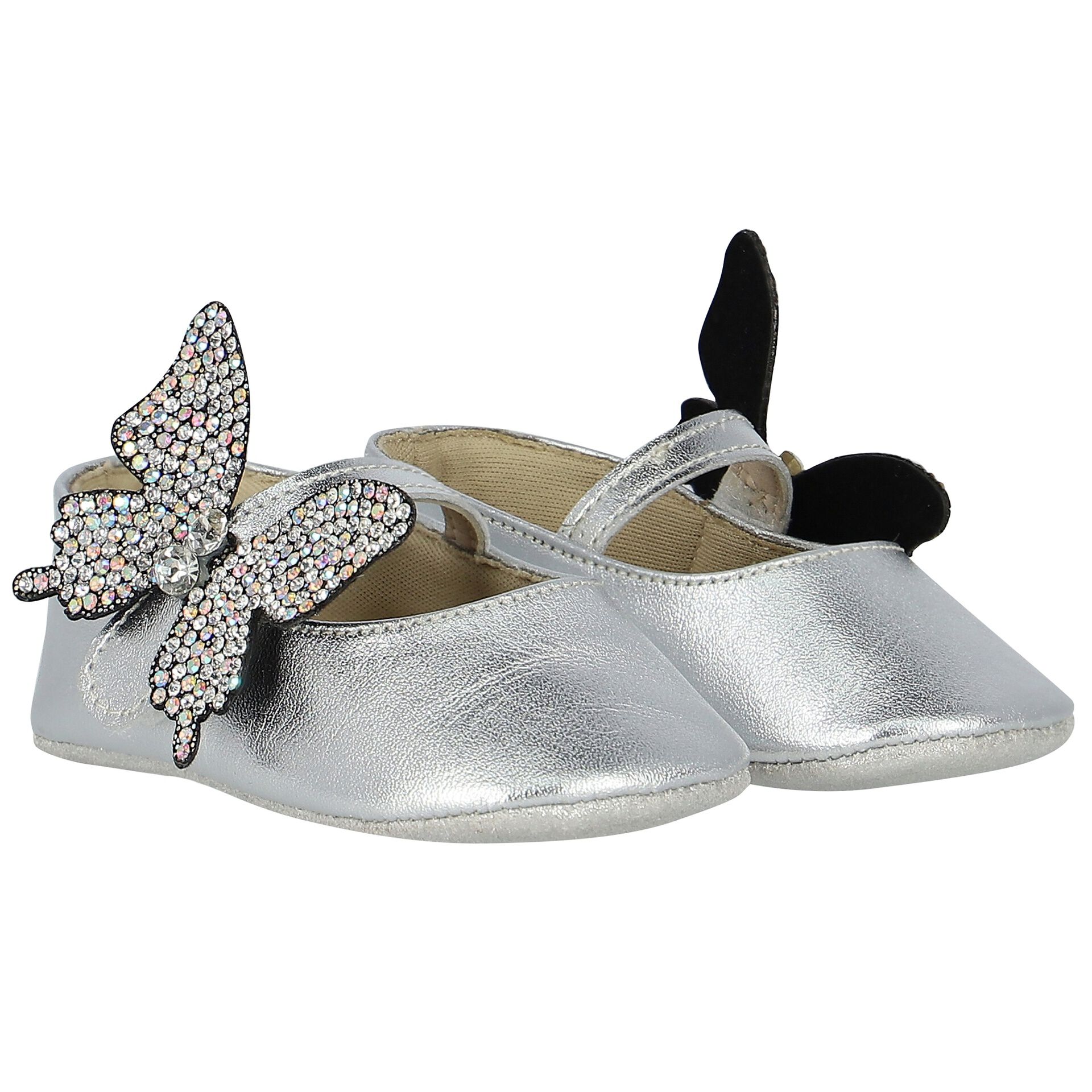 BabyWalker butterfly-appliqué leather ballerina shoes - White