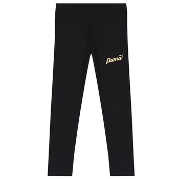 Girls Black Logo Leggings